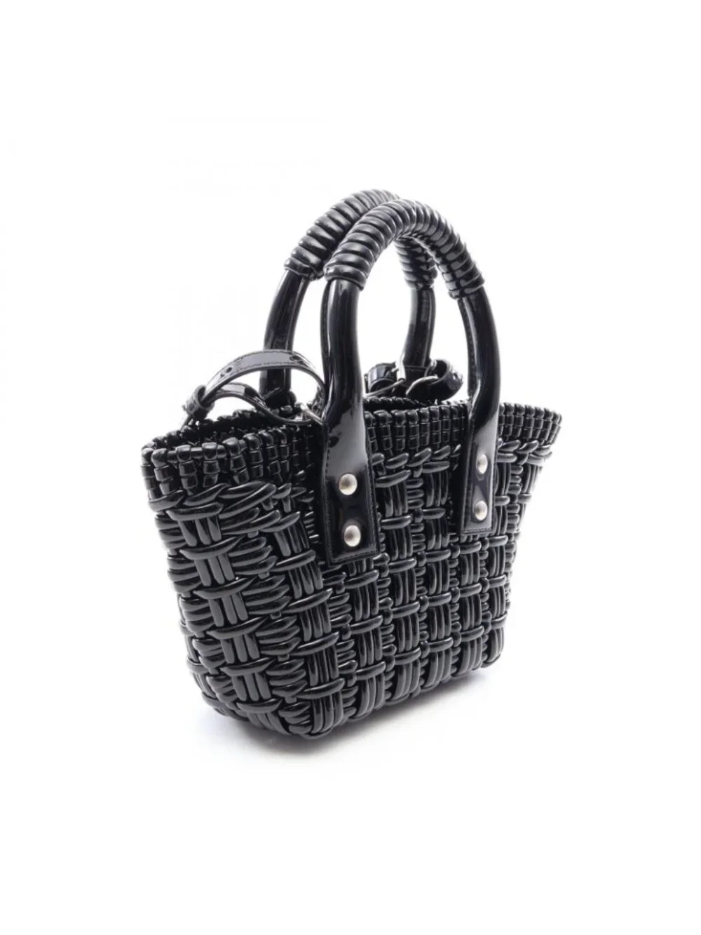Balenciaga Bistro Xxs 2-Way Metallicblue Enamel Handbag